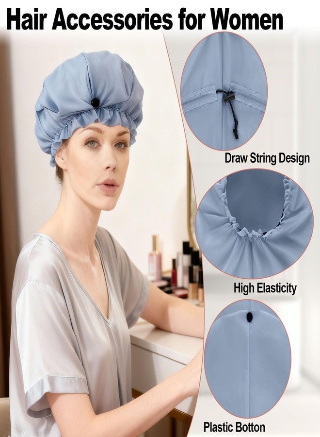 ELEBOX Extra Large Shower Cap for Braids/Curly Hair/Dreadlock | Reusable Waterproof Long Bonnets for Women Bath/Swim/Cooking/Cleaning/Spa | XL Bathing Cap with Adjustable Drawstring & Button, Grey - Image 4